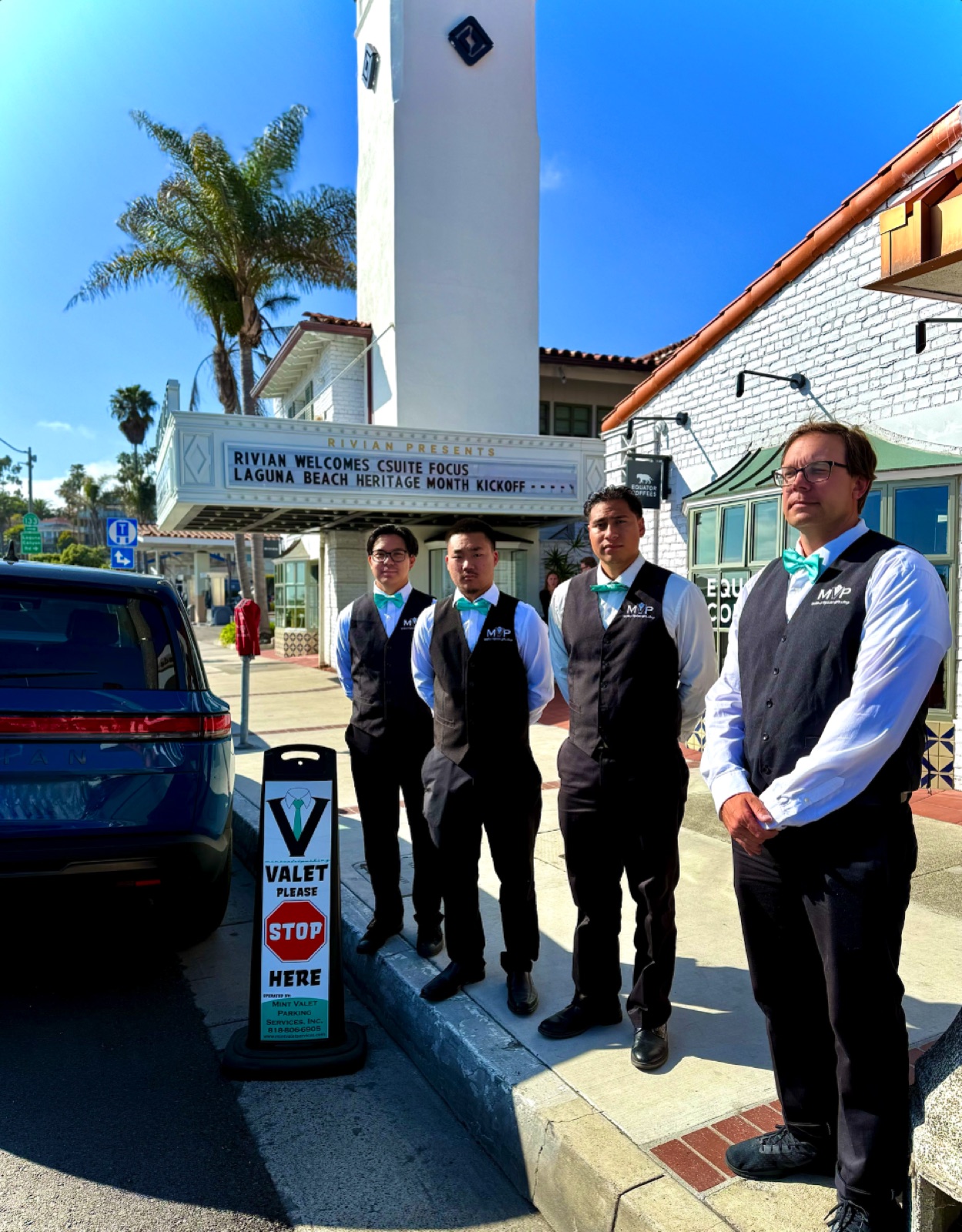 Mint Valet attendants at a Rivian corporate event in Laguna Beach