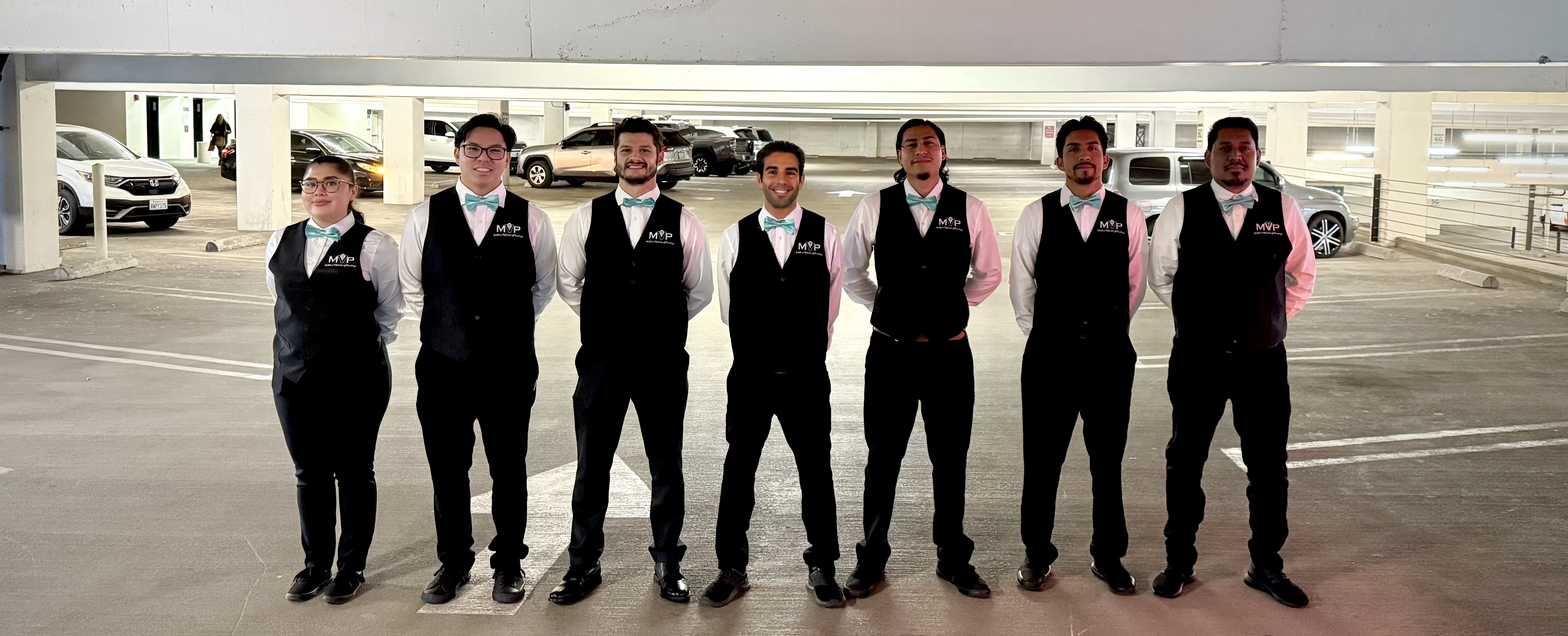Mint Valet Parking Services attendants looking sharp, ready to provide professional valet service for a popup store in Los Angeles
